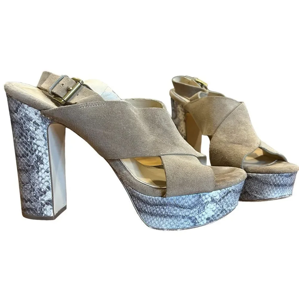 Michael Michael Kors suede Marianna Sling Block Heel snakeskin Sandal